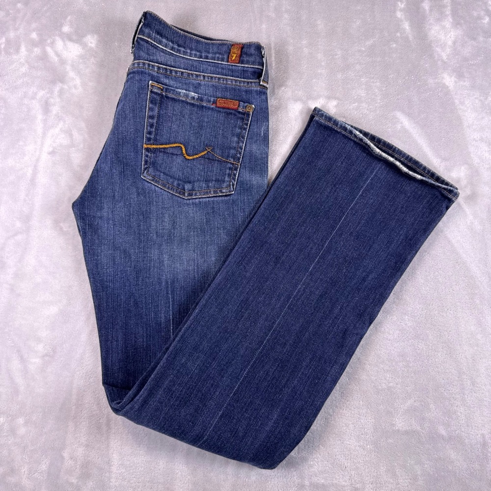 7 For All Mankind Womens Bootcut Jeans Dark Wash Low Rise U075080U-080U USA